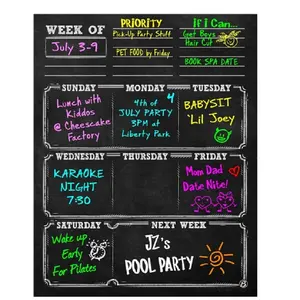 Custom Size Hot Sales Dry Erase Magnetic Black Board Custom Design Drawing Board Monthly Calendar Chalkboard With Markers