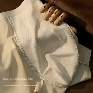 Boxer pour homme sexy taille mi-haute 'Milk Skin' respirant en soie glacée et nylon, tricoté antibactérien, sans couture sur la taille - Product Image 3