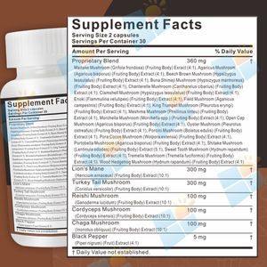 Заводская поставка 20 в 1, мощный микс, экстракт грибов, капсула, смесь льва, грива, кордицепс, Рейши, Чага, индейка - Product Image 6