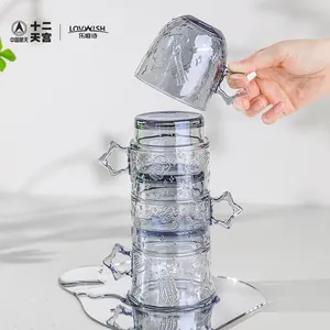 Größere klare Getränke Ware liefert kaltes Wasser Saft Tee Glas Krug Krüge Tassen Sets mit Kunststoff deckeln