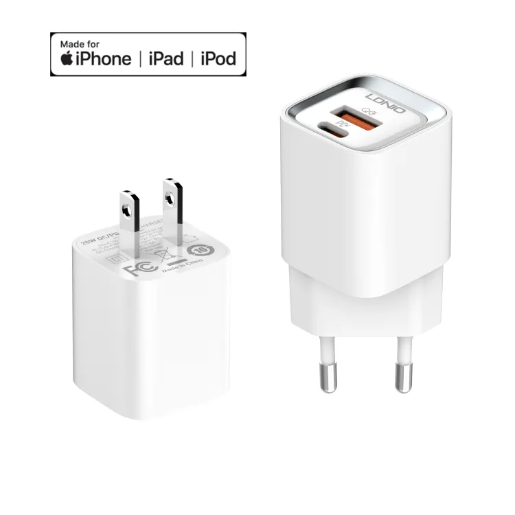 LDNIO A2318M MFI Charger with Type-C to Lightning Cable for Iphone 12 13 14 Dual Fast Charger for Apple Quickly Charging