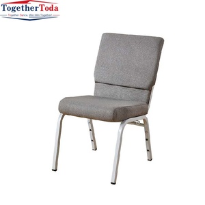 Chaise d'église empilable en acier de style moderne, rembourrée, en métal, avec système d'interverrouillage, vente en gros de chaises d'église - Product Image 3