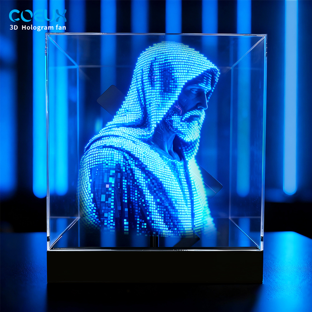 Hologram Advertising Display Led Hologram Fan Hologram Projector 3D Holographic Fan for Christmas Gifts and Tabletop Decorations