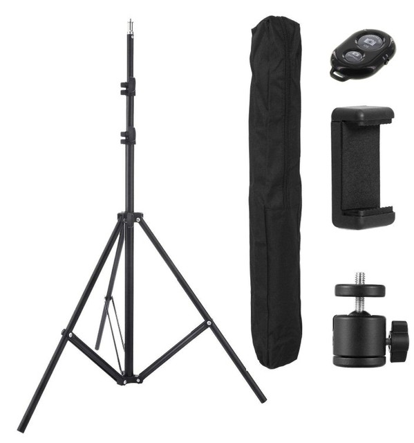 Height Adjustable 2.1M Tripod Stand Mobile Phone & Camera Holder Adjustable Ball Head 360 Tough Compatible with Cell Phone