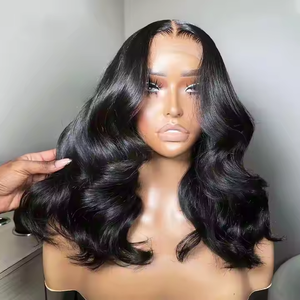Bouncy Wave 13x4 Transparent Lace Front Bob Perruque <span class=keywords><strong>Pas</strong></span> <span class=keywords><strong>Cher</strong></span> Perruques de Cheveux Humains 300% Lâche <span class=keywords><strong>Corps</strong></span> Ondulé Dentelle Frontale Sans Colle Perruques Pour Les Femmes - Product Image 4