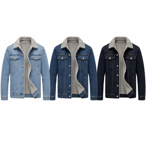 Veste d'hiver pour hommes en <span class=keywords><strong>jean</strong></span> délavé, <span class=keywords><strong>doublure</strong></span> <span class=keywords><strong>polaire</strong></span> Sherpa, robuste, chaude, vente en gros, fabricant - Product Image 4