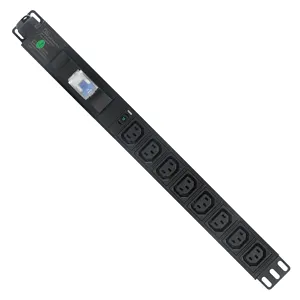 PDU Single Phase with AV Meter 8 way C13 220v/240v 32A breaker Rack power distribution unit for cabinet with USA L6-30P Plug