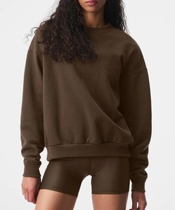 Sweat-shirt col rond lavé unisexe pour femme, couleur unie, collection automne - Product Image 1