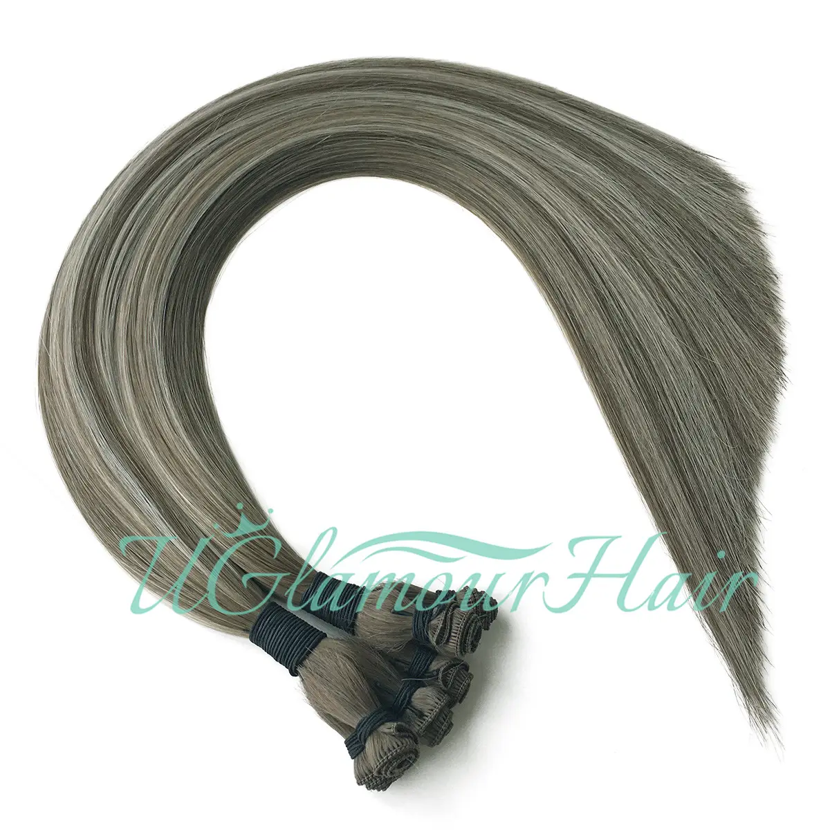 Factory direct sales packet with closure remy human hair extension sew in weft hand tied