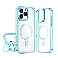 Étui de téléphone magnétique 2-en-1 pour iPhone 16 Pro Max, transparent, luxueux, protection de l'appareil photo, antichoc, support de téléphone portable, étui de téléphone portable