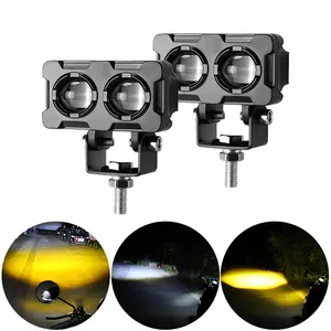 2 Lens Dual Color Led Headlight Motorcycle Fog Lights Mini Driving Lights For Motorcycle Led Light