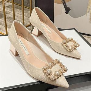 Factory Wholesale High <b>Heels</b> Women Temperament Pointed Head Shallow Mouth Single Shoes - Product Image 3