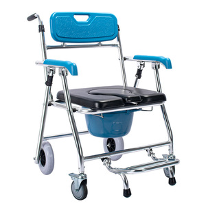 <b>Dropshipping</b> Shopify Aluminum Alloy Foldable Commode Wheelchair With Wheels Elderly Pregnant Mobile Toilet - Product Image 1
