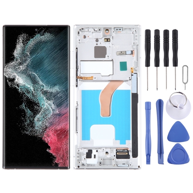 For Samsung Galaxy S22 Ultra 5G SM-S908B EU Edition 6.78 inch OLED LCD Screen Digitizer Full Assembly with Frame