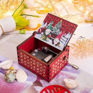 Caja de Música de Madera con Manivela, Diseño Navideño Pintado, Adorno Musical, Exhibición para Puesto, Regalo Exquisito, Venta al Por Mayor - Product Image 3
