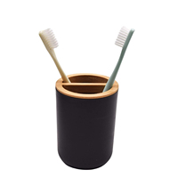 Ensemble d'accessoires de salle de bain en bambou, distributeur de savon de salle de bain, porte-brosse à dents de salle de bain