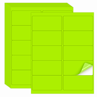 Etiquetas Adhesivas Imprimibles en Verde Neón, Etiquetas Mate para Impresoras Láser e Inyección de Tinta, 40 Hojas para Inventario Escolar y Clasificación de Cajas de Mudanza