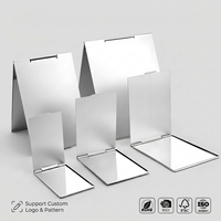 Miroir de maquillage pliable en alliage d'aluminium ultra fin, miroir compact portable sur pied, plusieurs tailles, miroir cosmétique de voyage de poche