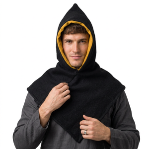 Couvre-cou à capuche gris foncé avec doublure jaune, casquette de protection pour soudeurs - Product Image 2