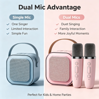 Microphone portable miniature K12 avec haut-parleur intégré pour karaoké sans fil – Idéal pour les fêtes