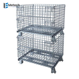 حاوية تخزين فولاذية مجلفنة شديدة التحمل مستودع عالي السعة قفص سلكي قابل للطي تكديس أوم - Product Image 1