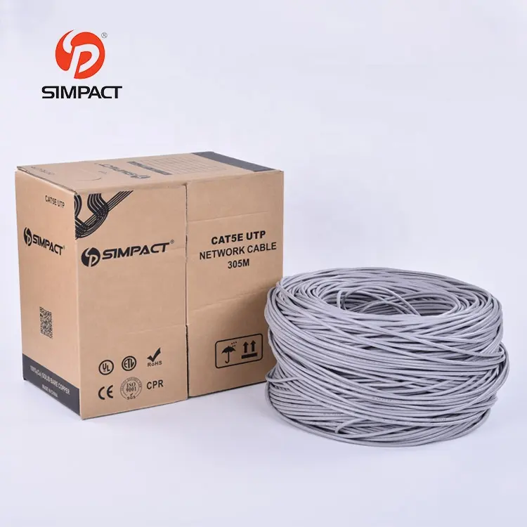 Simpato atacado preço 4p 24awg cat5e cabo de cobre puro exterior lan cabo cat5e 1 metro