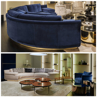 Nouvelle arrivée postmoderne demi-cercle tissu d'ameublement velours Canape circulaire modulaire sectionnel moderne Villa meubles canapé