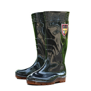 Botas de Lluvia para Hombre, Color Negro Sólido, PVC Impermeable, Resistentes al Desgaste, Zapatos de Trabajo con Tacón Bajo para Adultos - Product Image 5