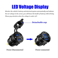 Prise de charge USB Quick Charge 3.0, alimentation 12V/24V, prise de voiture USB avec voltmètre numérique LED pour bateau marin