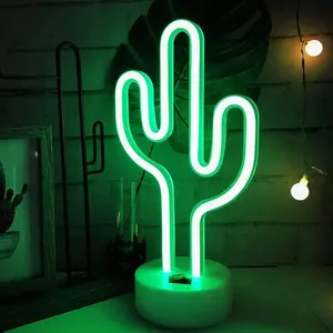 USB Battery LED Cactus Neon Light Holiday Lamp Xmas Party Wedding Decoration Sign Night Light Home Gift Table Lamp For Kids Room