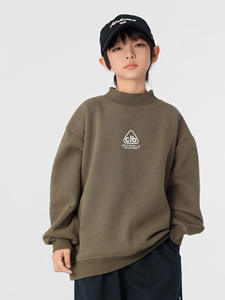 <span class=keywords><strong>Sweat</strong></span>-shirt à col rond pour enfants Mountain Boy, hiver 2025, en coton mélangé teint en pièce, doublé en polaire, manches longues, couleur unie, tendance - Product Image 3