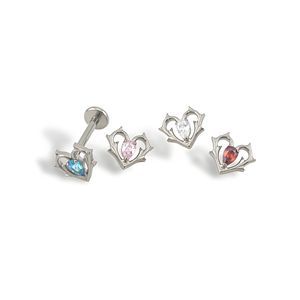 F136 <b>Titanium</b> Alloy Heart Shape Zircon <b>Stud</b> Earrings Lip Piercing Jewelry Gift For Women Men - Product Image 3