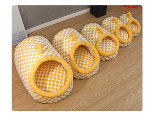 Gran oferta, dulce nido para mascotas, cesta cálida de invierno para mascotas, estilo de dibujos animados, semicerrado, Algodón puro, cama cueva para gatos - Product Image 6