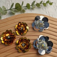 Appliques en feutre 3D faites à la main, colorées, avec fleurs et sequins, en PVC plastique, à coudre sur les chapeaux, couleur personnalisée