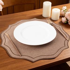 Superb Premium Faux Linen Placemat 39cm Oil Proof Heat Resistant Thick Non Slip Washable Double Topstitch <strong>Table</strong> Mat for Dining - Product Image 1