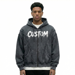 Sweat à capuche boxy en coton personnalisé, streetwear de haute qualité, fabricant de vêtements pour hommes, design vierge, sweat à capuche lourd à fermeture éclair pour hommes - Product Image 2