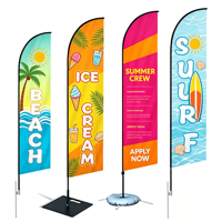 Kit de drapeaux de plage, drapeau à plumes, bannière publicitaire double face pour extérieur, personnalisation