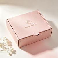Boîte d'expédition ondulée rose pastel en kraft teinté doux, avec fermeture à rabat, en forme d'avion, pour emballage cadeau d'abonnement beauté, recyclable
