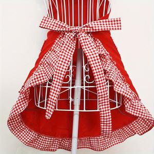 Lindo Retro encantador Bowknot señoras cocina coqueta Vintage babero delantales con bolsillos para mujeres niñas San Valentín regalo del Día de la madre - Product Image 5