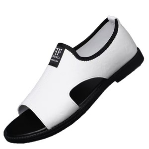 <span class=keywords><strong>Sandales</strong></span> en <span class=keywords><strong>cuir</strong></span> multicolores pour hommes - Chaussures décontractées respirantes à bout ouvert et à double usage - Product Image 5