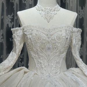 Wx152 Elegant Ball <b>Gown</b> Wedding Dresses for <b>Bride</b> Long Sleeves Bridal Skirt for Bridal Wedding Lace-Up Jancember - Product Image 4