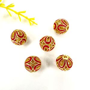 Traditional Chinese Cloisonn Enamel Round Beads 10mm Hollow-Out <b>Spacer</b> For DIY Jewelry Making Bracelet Necklace Accessories - Product Image 1