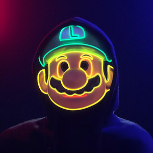Máscaras Luminosas de <span class=keywords><strong>Mario</strong></span> con Luz Fría LED, Máscaras de Anime de Dibujos Animados para Fiestas de Disfraces - Product Image 3