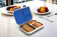Aohea Boîte à lunch en acier inoxydable 304 pour enfants et adultes Boîte à bento étanche à 3 compartiments avec bol à sauce pour aliments