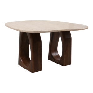 Tavolino da Caffè Ovale con Base in Legno Intagliato, Arredamento Moderno per Soggiorno, Tavolo d'Appoggio - Product Image 2