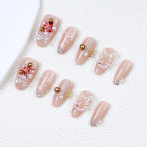 Alta calidad 3D arco acrílico <span class=keywords><strong>uñas</strong></span> postizas Navidad hecho a mano reutilizable almendra prensa <span class=keywords><strong>uñas</strong></span> Venta al por mayor diseño estilo <span class=keywords><strong>uñas</strong></span> postizas - Product Image 1