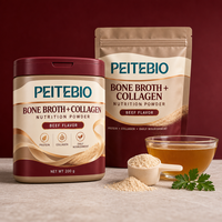 Poudre nutritive de bouillon d'os au collagène PEITEBIO avec protéines et nutrition quotidienne, saveur bœuf, 200g