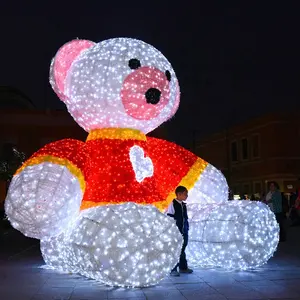 Altezza personalizzata 180cm 210cm 240cm 3D orsacchiotto motivo luci centro commerciale decorazione peluche orso scultura di illuminazione