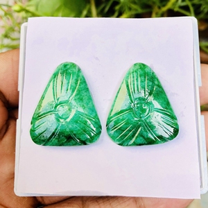 อัญมณีแกะสลักทรงรีสีเขียวมรกตธรรมชาติ28.00 CTS สำหรับเครื่องประดับเป็นสินค้าจำนวนมากทำด้วยมือแกะสลักหินขัด - Product Image 2