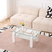 Table basse carrée moderne T-205 avec plateau en verre et pieds en métal finition noire pour la maison et l'hôtellerie